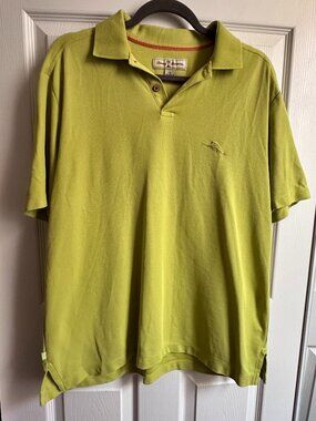 Tommy Bahama Mens Medium Lime Avocado Green Polo Shirt Embroidered Marlin Logo